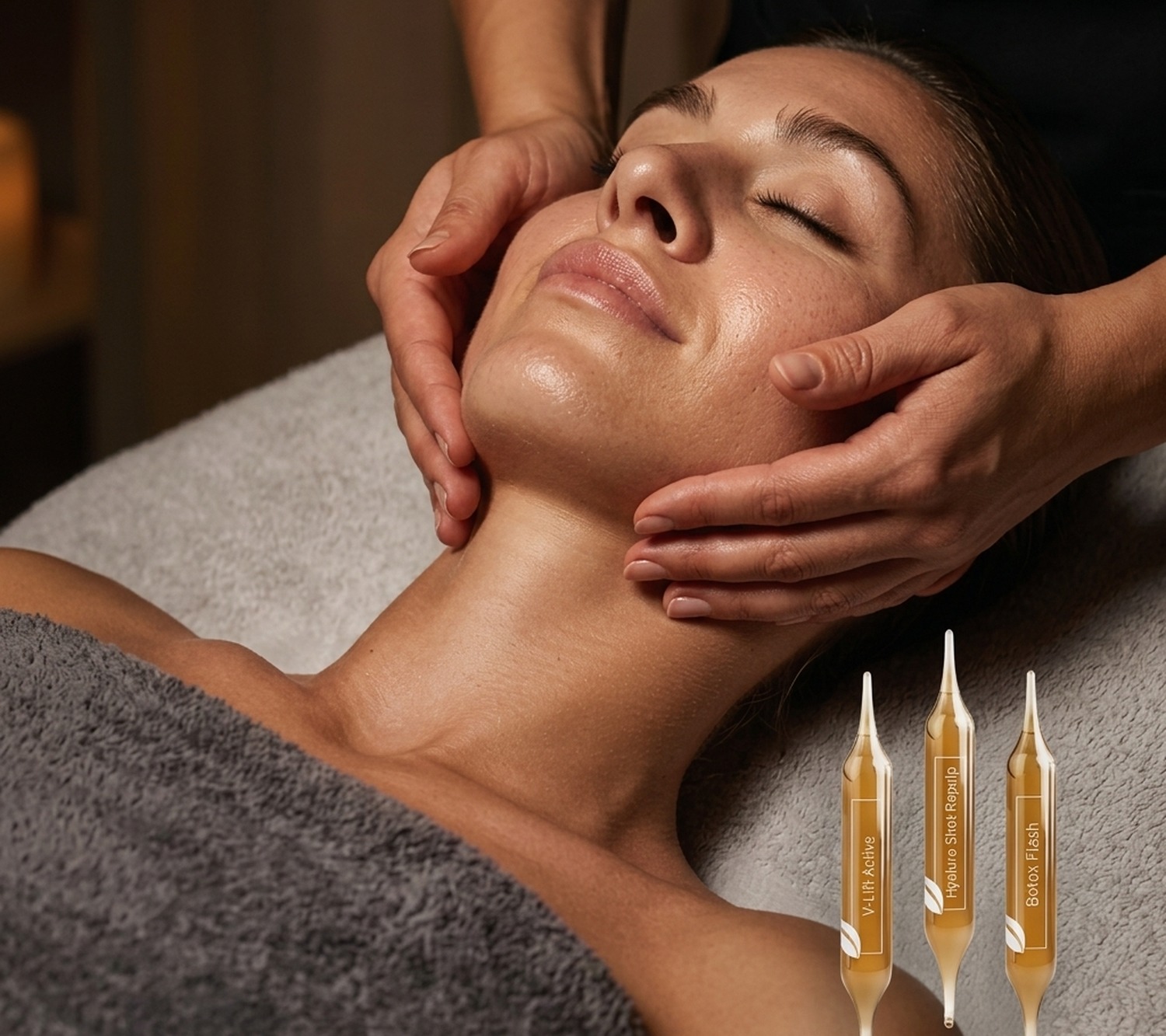 Кабінетна процедура PHYT'S Biocosmeceutique з ампулами V-Lift Active, Hyaluro Shot Repulp та Botox Flash